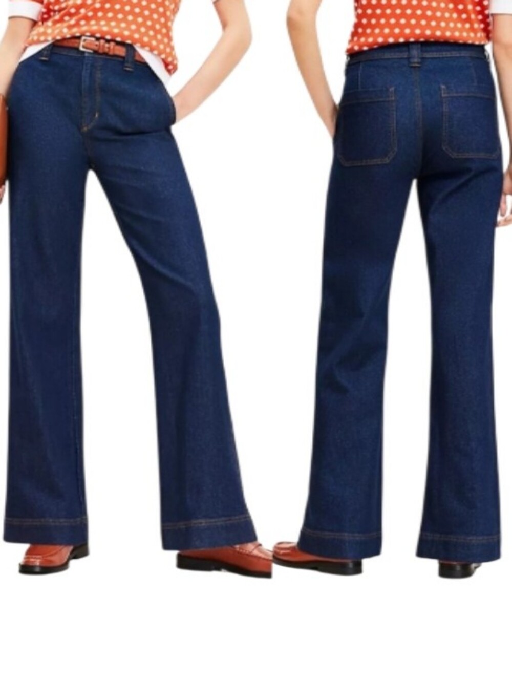LOFT High-Rise Dark Blue Wide-Leg Trouser Jeans-NWOT